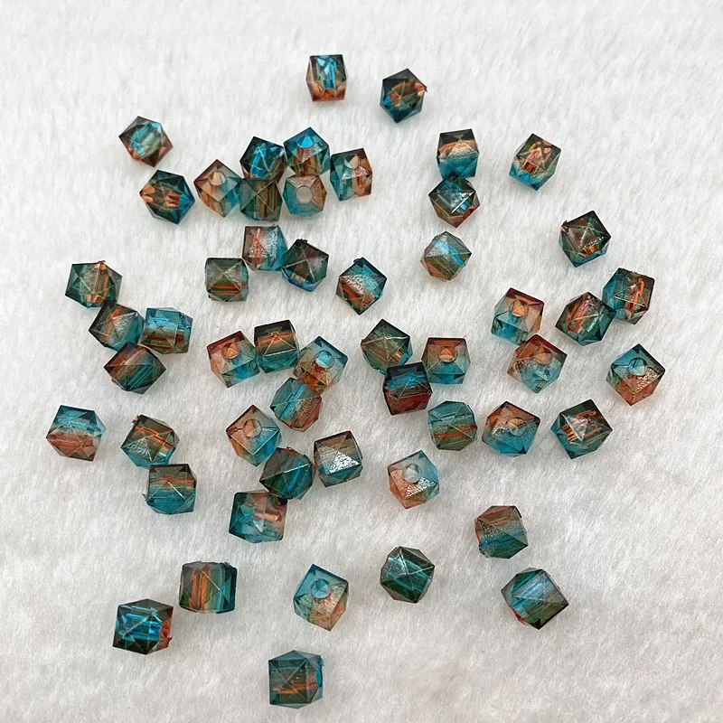 새로운 아크릴 다면체 크리스탈 비즈 큐브, DIY 액세서리, 8.5mm, 2 색