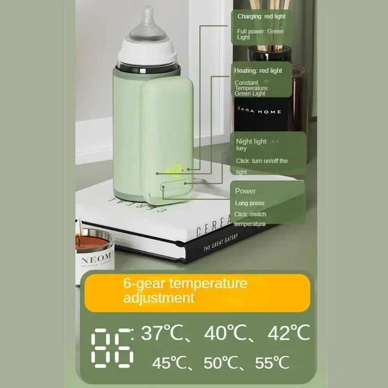Portable Fast Night Milk Dispenser Rechargeable Intelligent Constant Temperature Milk Bottle Heating Insulation Sleeve