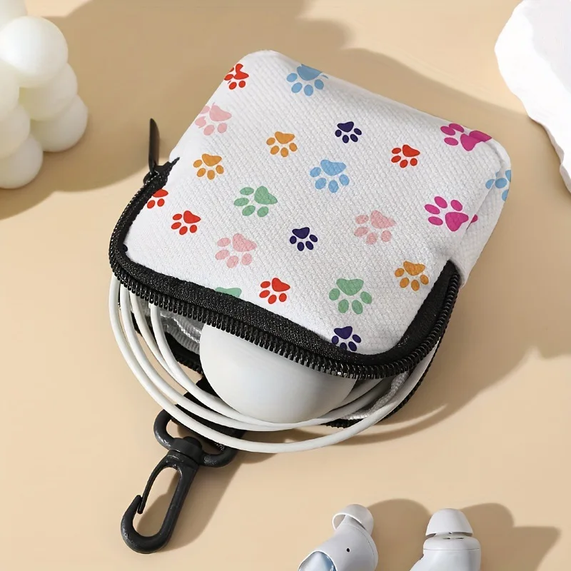 Claw print pattern coin purse, artificial leather zipper storage bag, multifunctional mini headphone case