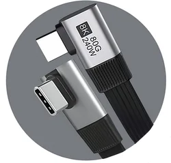 High - Speed Right Angle USB - C to USB - C Fast Charging Cable - 240W 90 - Degree Connector - 20cm (Elbow to Middle)