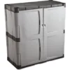 Rubbermaid Freestanding Storage Cabinet with Doors, 18"D x 36"W x 37"H, Medium Gray/Black, Two-Shelf Lockable Cabinet for Indoor 1