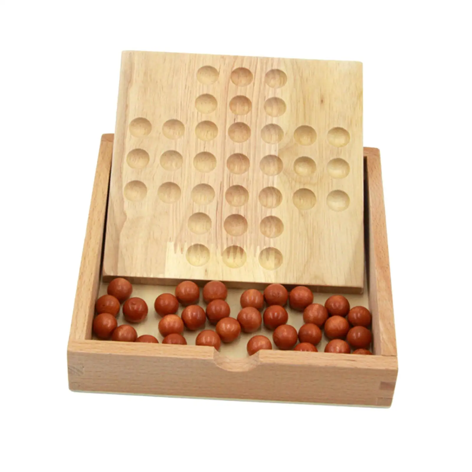 Wood Peg Solitaire Board Game Educational Family Game Office Decor for Kids Adults