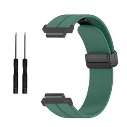Stylish Magnetic Folding Buckle Silicone Watch Strap Replacement - Forerunner 735XT (Dark Green)