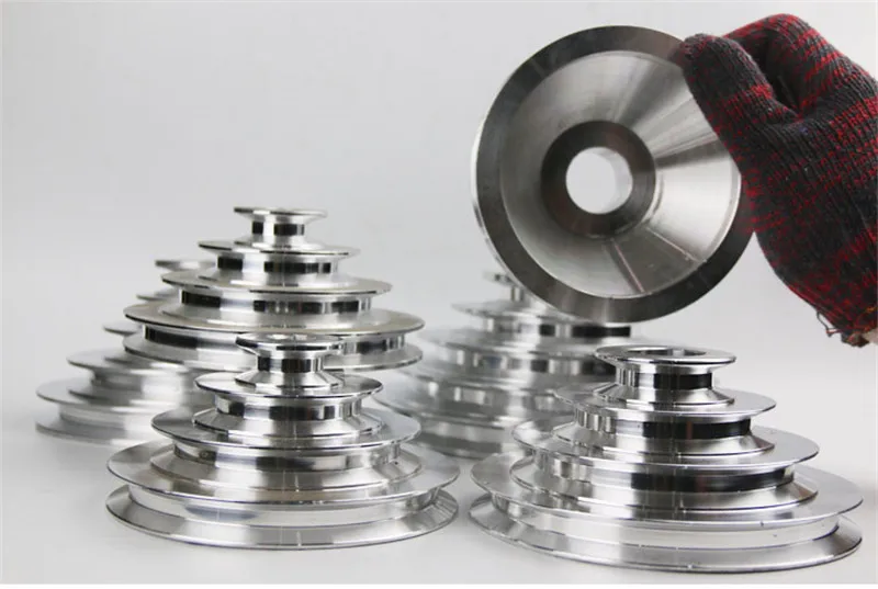 S191f1f0b0d8e4e59bbaac03ab9056b24o Aluminium 5 Step Pagoda A Type V-Belt Motor Pulley Power Transmission Parts Outer Diameter 150mm, 165mm, 188mm, (Hole 14-32mm) Mallzona
