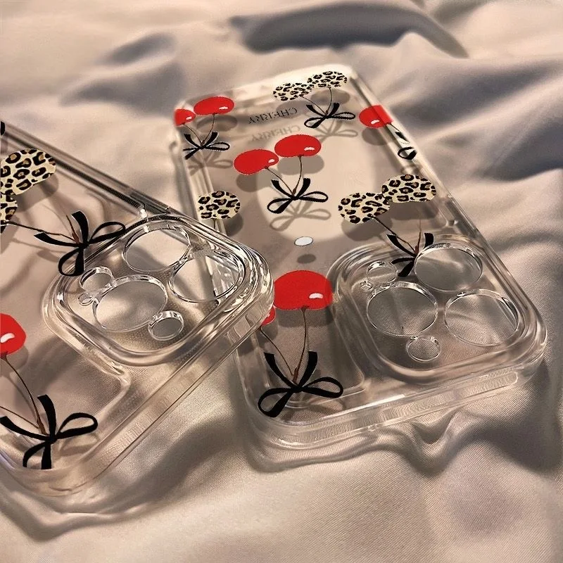 Leopard Cherry Clear TPU Phone Case