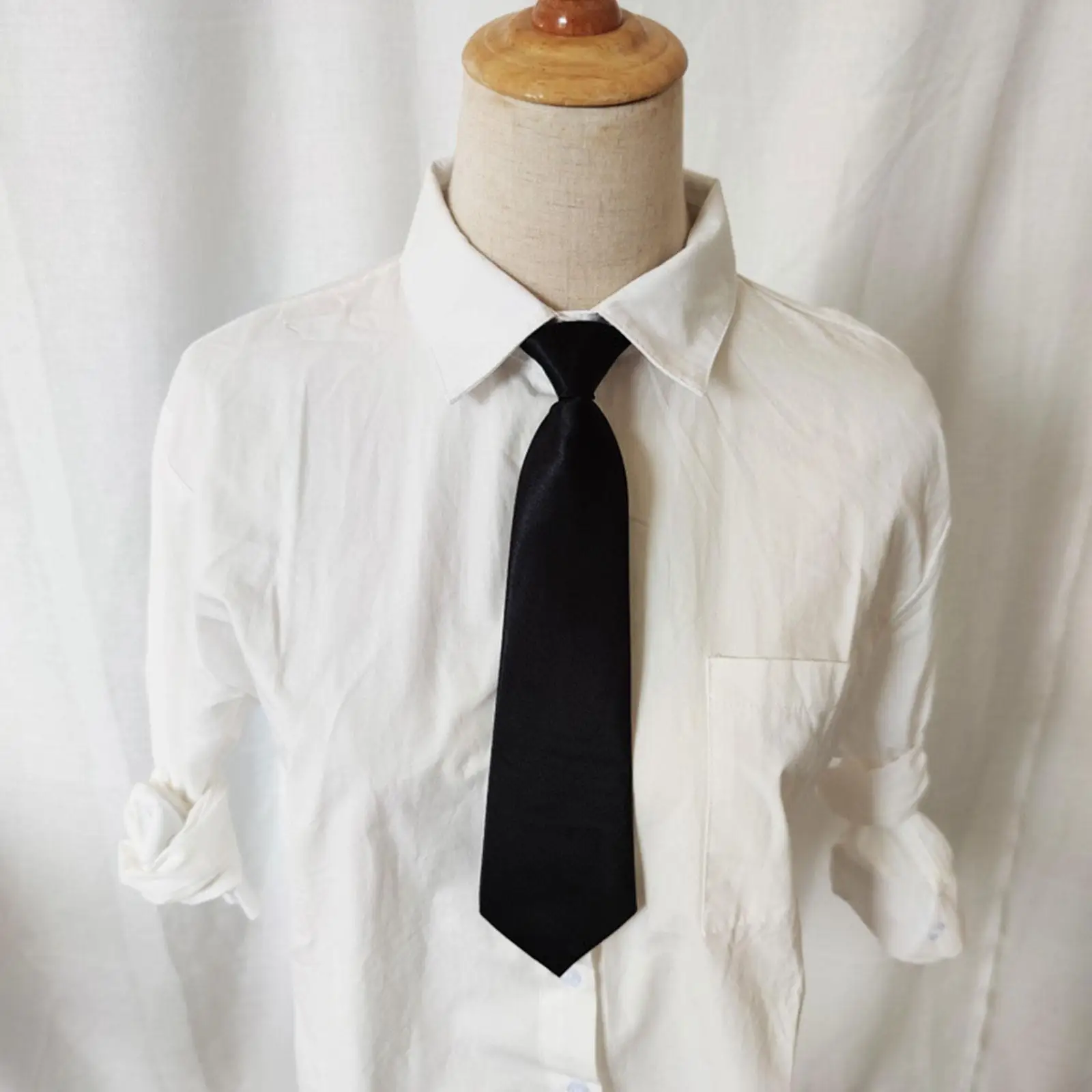 Corbata delgada elástica de poliéster para niños, corbata de cuello para niños, corbata de color negro para niños, corbata de boda para bebés
