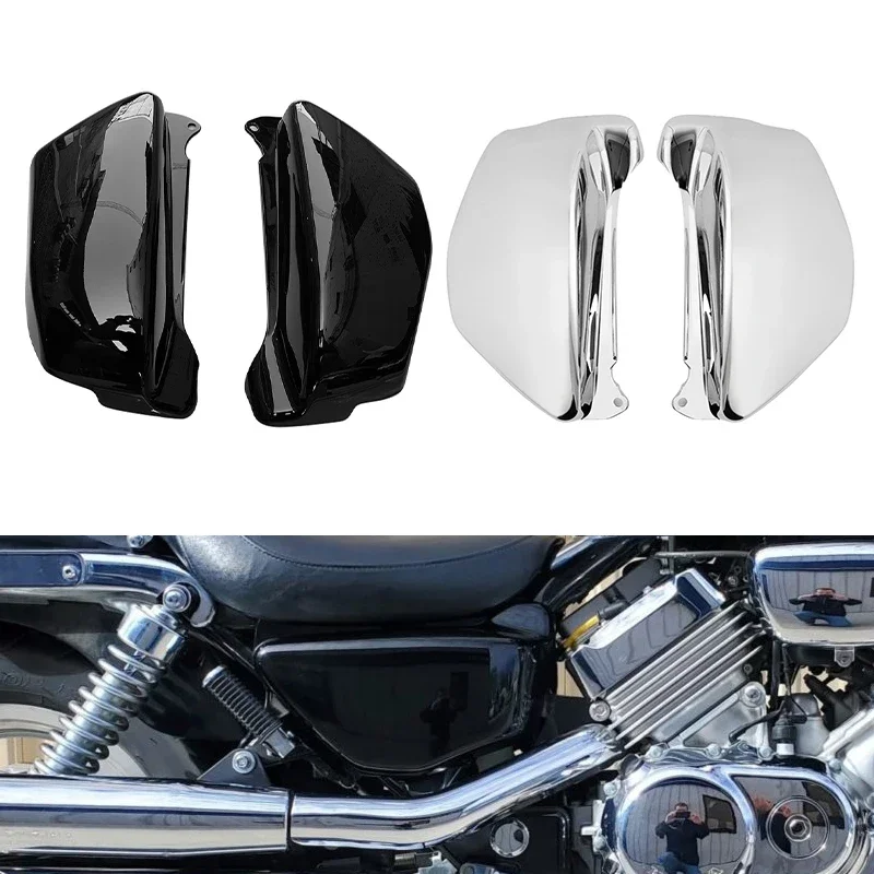 

For Honda Magna VF750 VF750C 1994-2004 Motorcycle Battery Side Fairing Cover Black Chrome Battery Protector Guard ABS 2Pcs