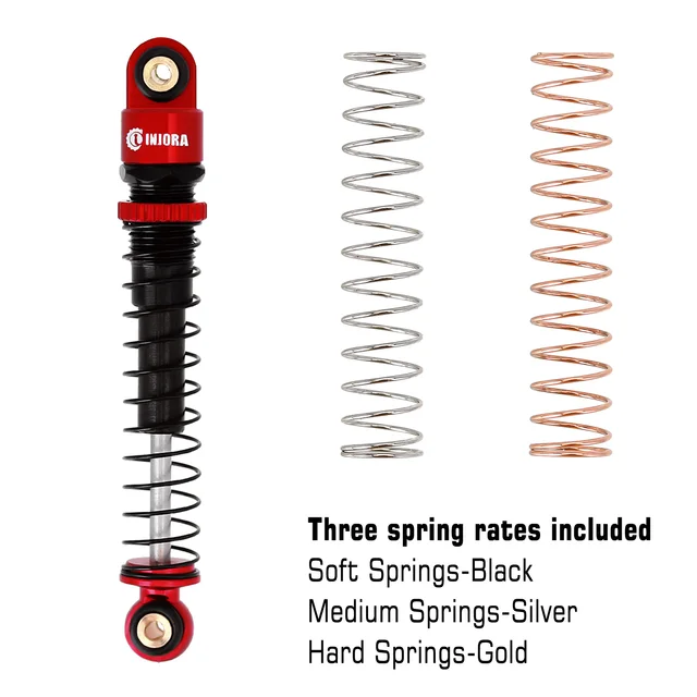 INJORA 43MM Shock Absorber Aluminum Threaded Tele Damper Upgrade for 1/24 RC Car Axial SCX24 C10 JLU Gladiator Micro Crawler 3