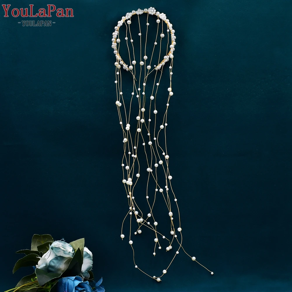 TOPQUEEN Pearls Hair Vine Bridal Wedding Headband Handmade Beaded Headwear for Woman Pearl Hairpiece Bride Trend HP610 hair accessory hair headdress bridal headwear