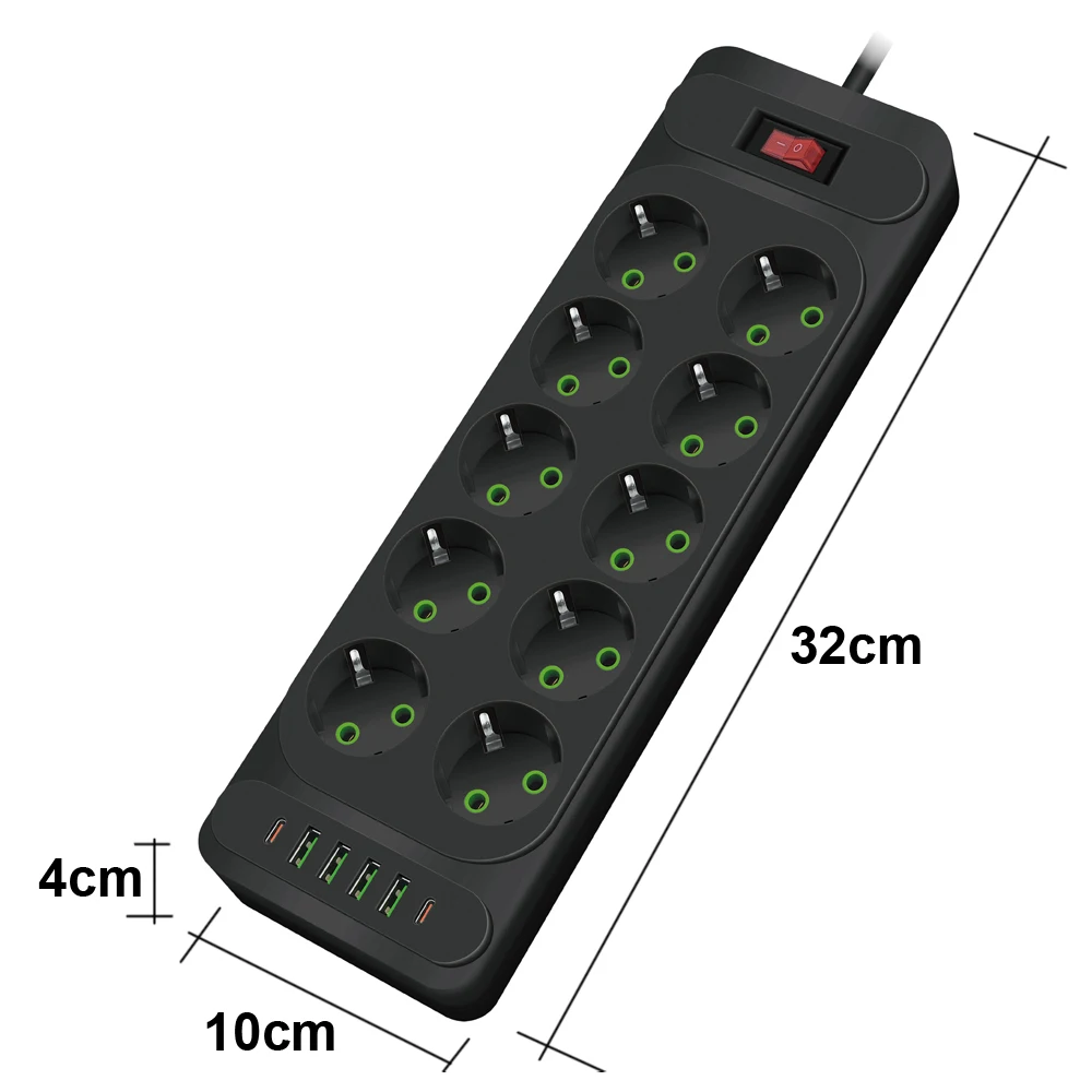 Mehrere Geräte an die Steckdosenleiste angeschlossen