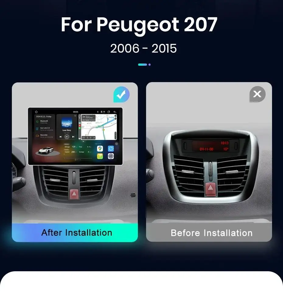 Junsun v3 plus 2k drahtloses Carplay Android Auto Auto intelligente Systeme für Peugeot 207 207cc 2006-2015 Autoradio – Detail 6