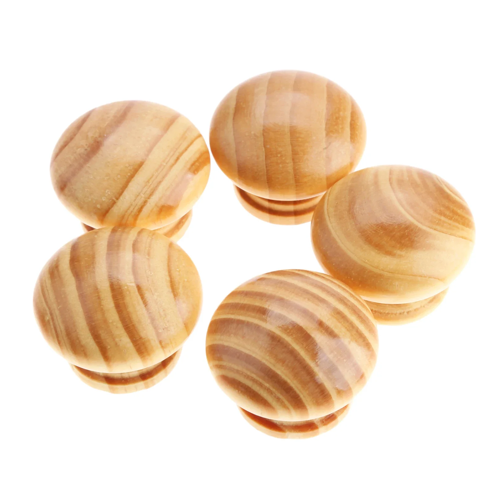 Round Mushroom Wooden Knobs and Handles Wardrobe Cabinet Drawer Dresser Closet Cupboard Pulls Kitchen Hardware 5Pcs