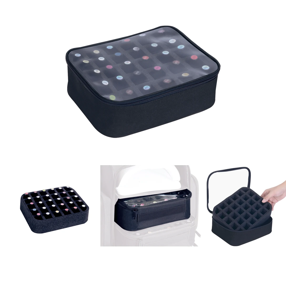 30-Bottle Large Capacity Nail Polish Organizer - Portable Stylish Makeup Bag with Removable Dividers, Holds Up to 15ml/0.5fl.oz 3