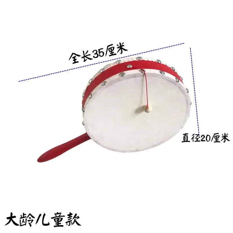1Pcs Orff Wooden Sheep Skin Rattle-Drum Children Musical Early Education Teaching Aid Chinese Style Tradition Toy Rattle-Drum