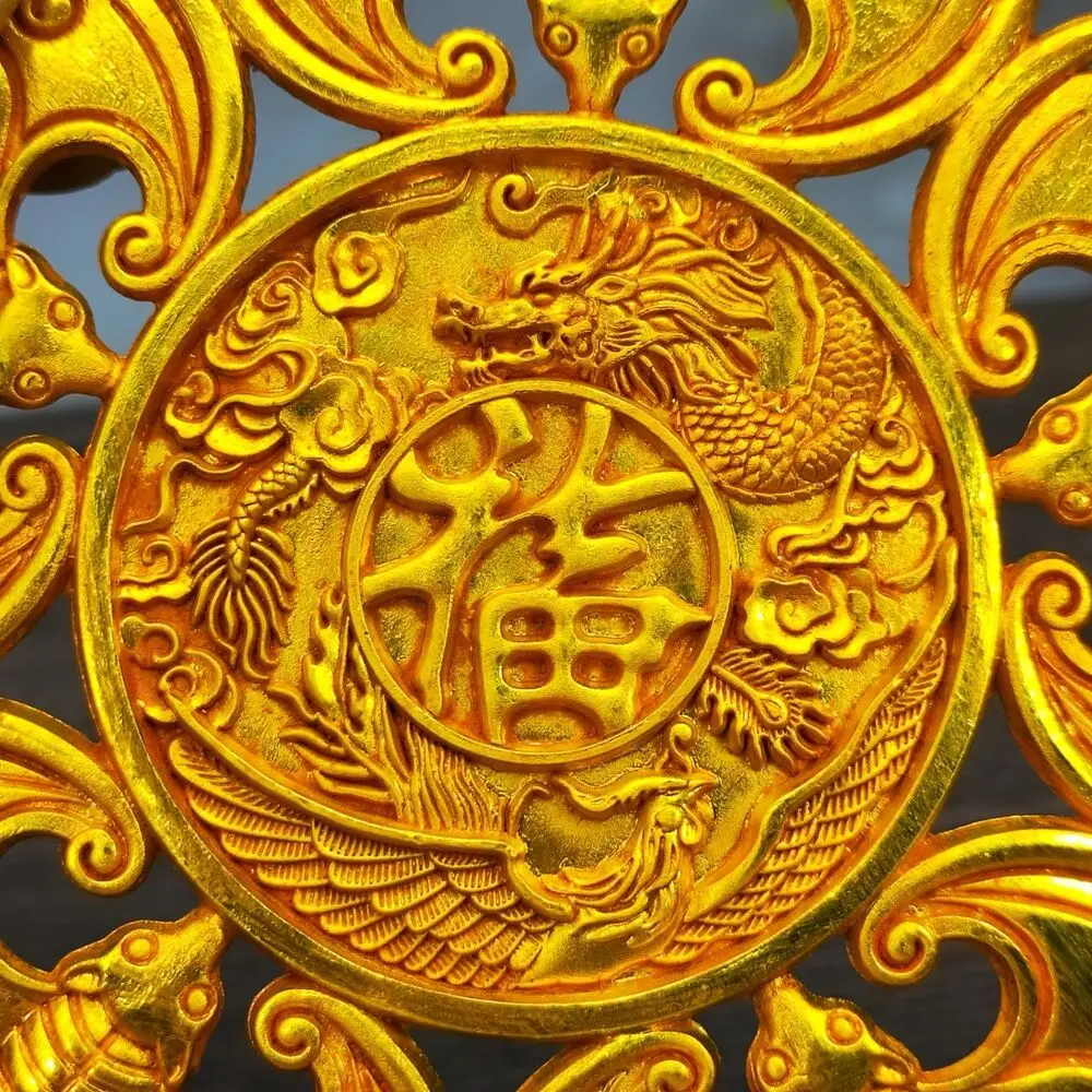 copper gild sculpture chinese feng shui copper statue five fortune wealth bat 5