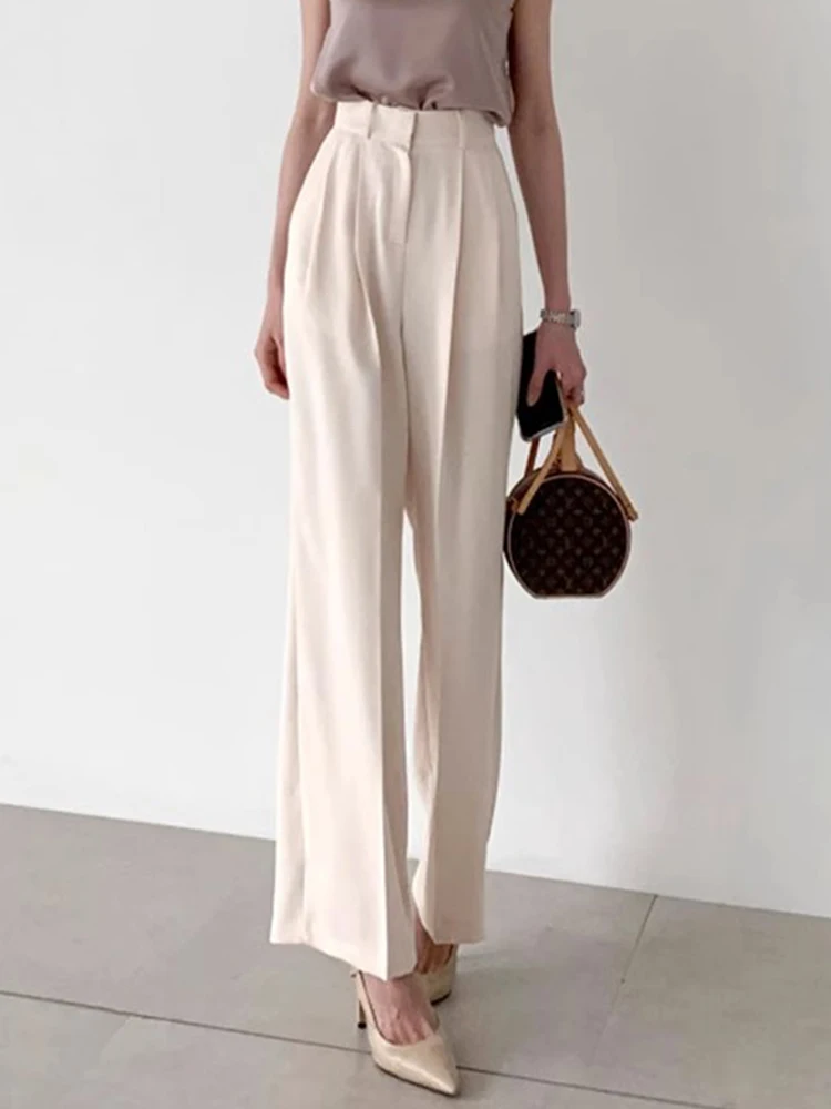 

SuperAen 2024 корейские шикарные летние универсальные плиссированные драпированные повседневные брюки с высокой талией для женщин