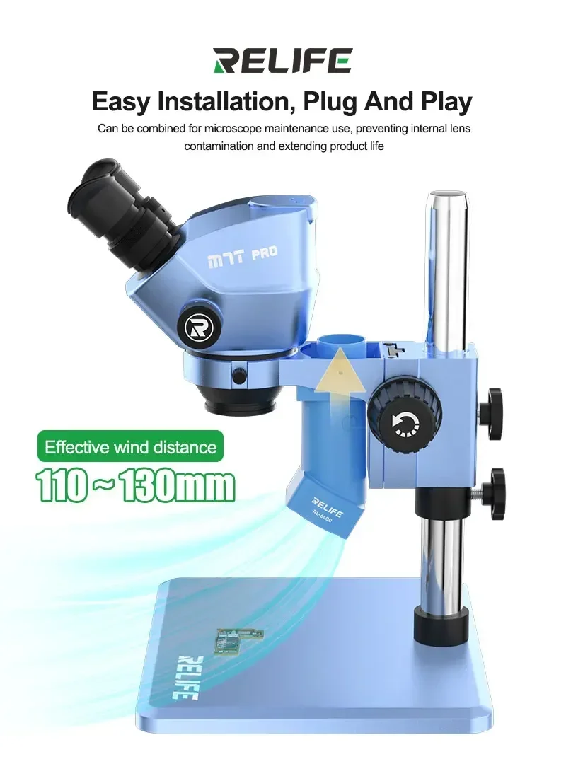 RELIFE RL-6600 Microscope Smoke Extractor 8500R/Min Strong Airflow Oil Fume Exhaust Fan Type-C Port Solder Iron Smoke Absorber