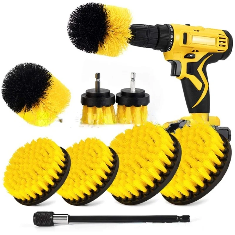 9pcs Car Auto Drill Brush Detailing Rim Set Power Scrubber Brush Wash
