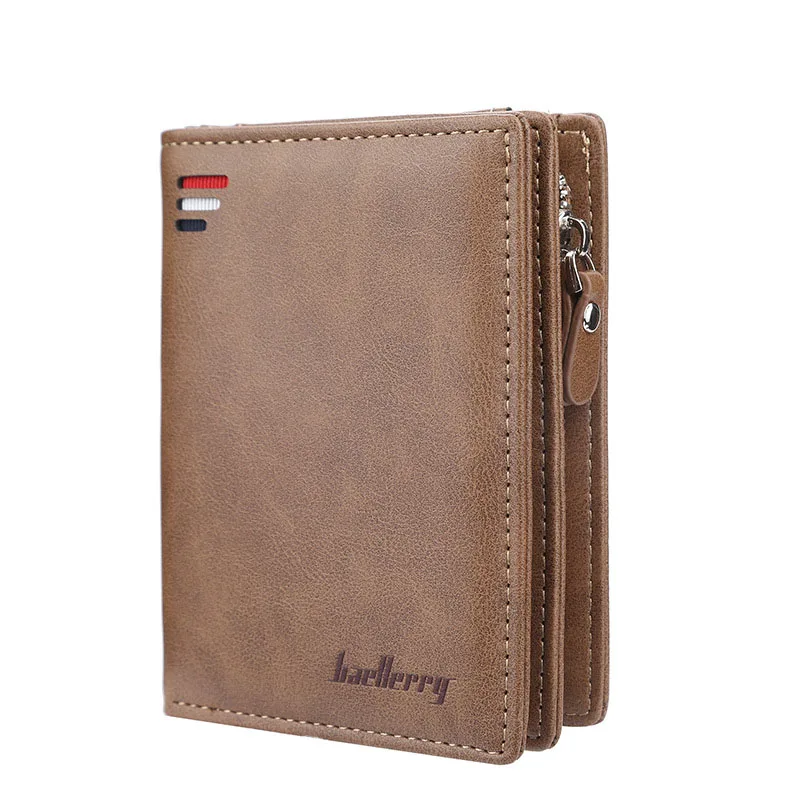 Leather Wallet 2025 PU Leather Men Wallet Zipper Short Design Card Holder Money Clip Bifold Wallet
