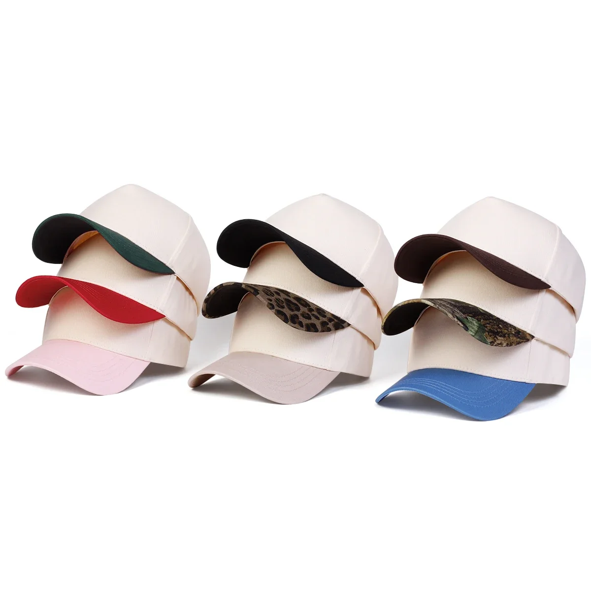 Unisex Leichtgewicht-Panel Farbblockierte Baseballkappen Frühling Herbst Outdoor Verstellbare Freizeithüte Sonnenschutzhut Sportkappe