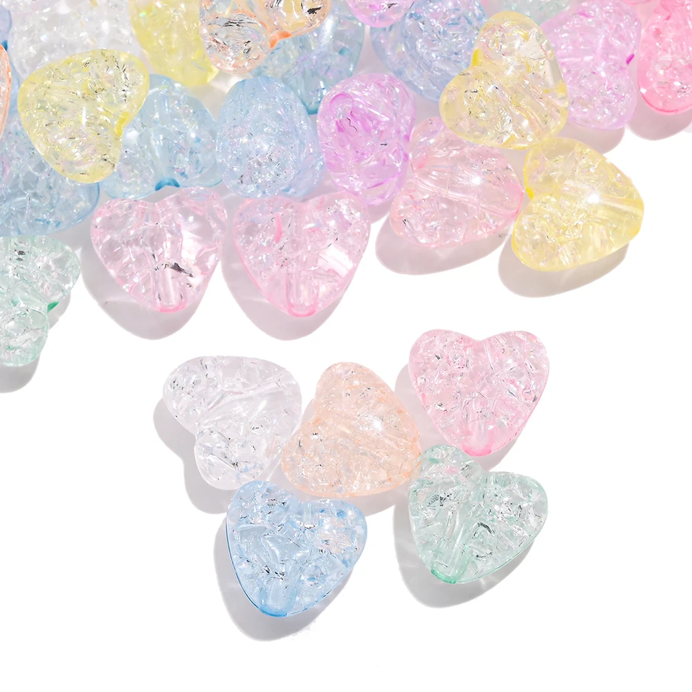 50 stücke Candy Farbe Herz Perlen Acryl Burst Spacer Perlen Handmade DIY Perlen Für Schmuck, Die Entdeckungen Zubehör 9,5 x11mm – Detail 6