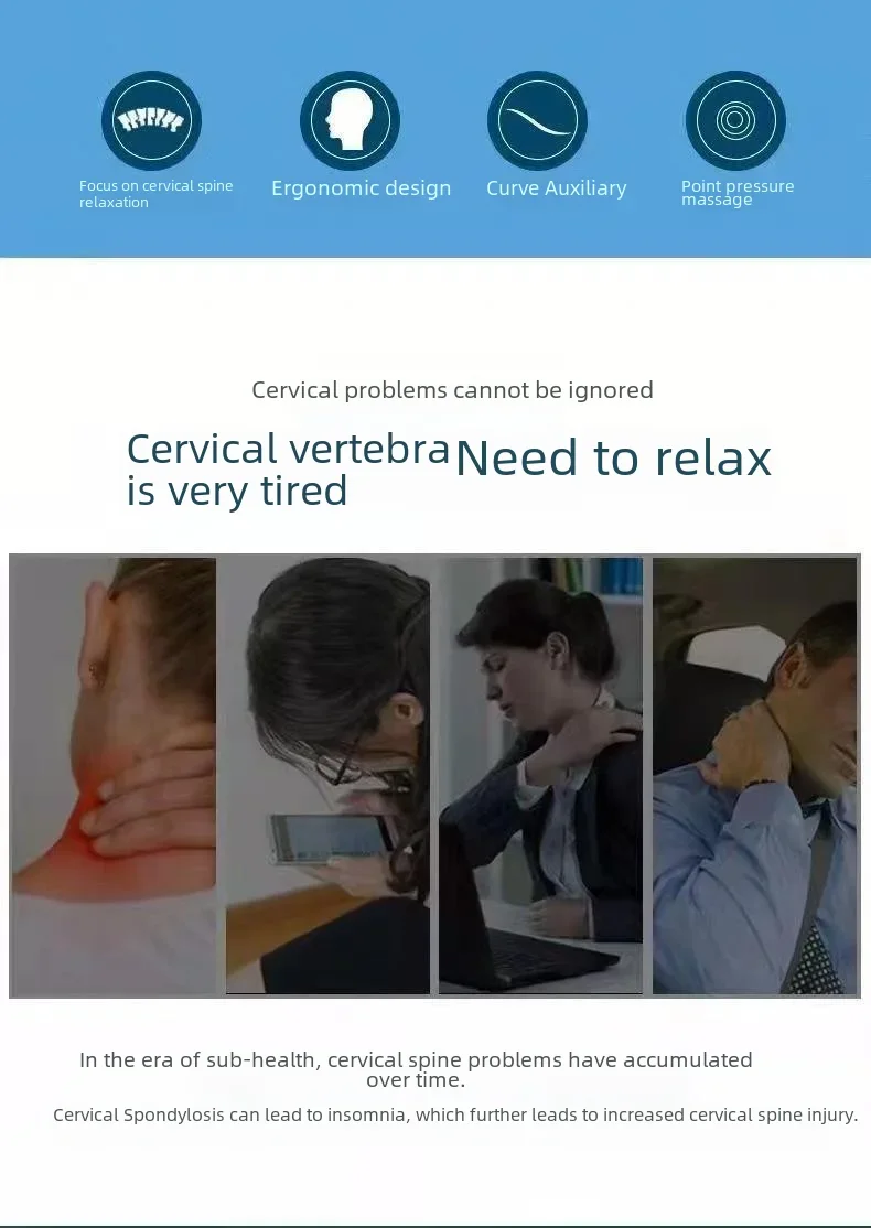Description Picture 3 of itemC Type Home Use Neck Massager Cervical Traction Pillow Neck Shoulder Stretcher Relaxer Cervical Chiropractic Traction Device Mas