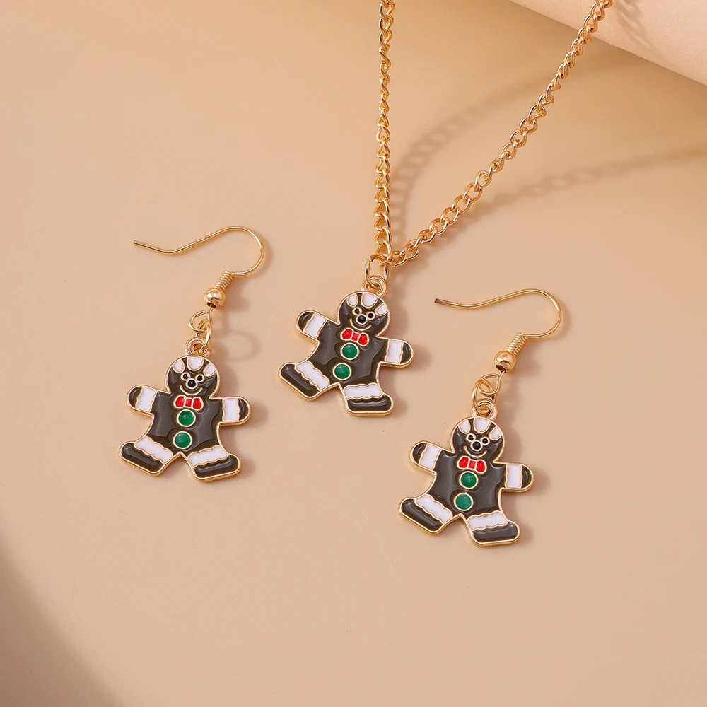 Leslie Fashion Weihnachts-Schneemann-Halskette, Weihnachtsmann, Hirsch, Weihnachtsbaum, Halskette, Ohrringe für Damen, Neujahrs-Schmuckset – Detail 16