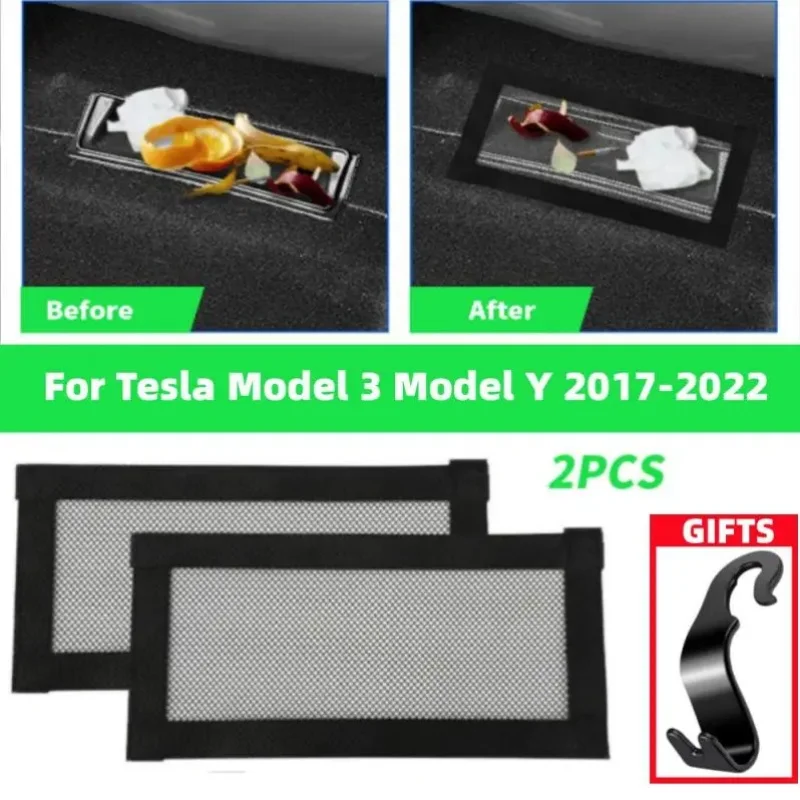 2Pcs Car Air Outlet Cover Auto Rear Under Seat Air Vent Anti-Blocking Dust Rete Protettiva Per Tesla Model 3 Model Y 2017-2022
