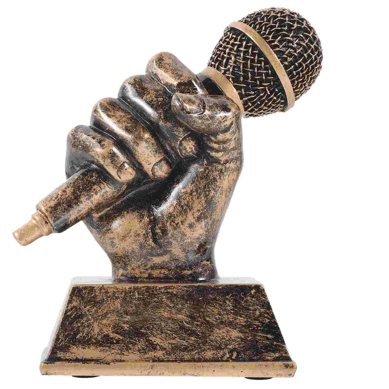 

Radio Mic Trophy Music Award Singing Trophy Radio Mic Sculpture Radio Micative Resin Radio Mic Tabletop Ornament Appreciation