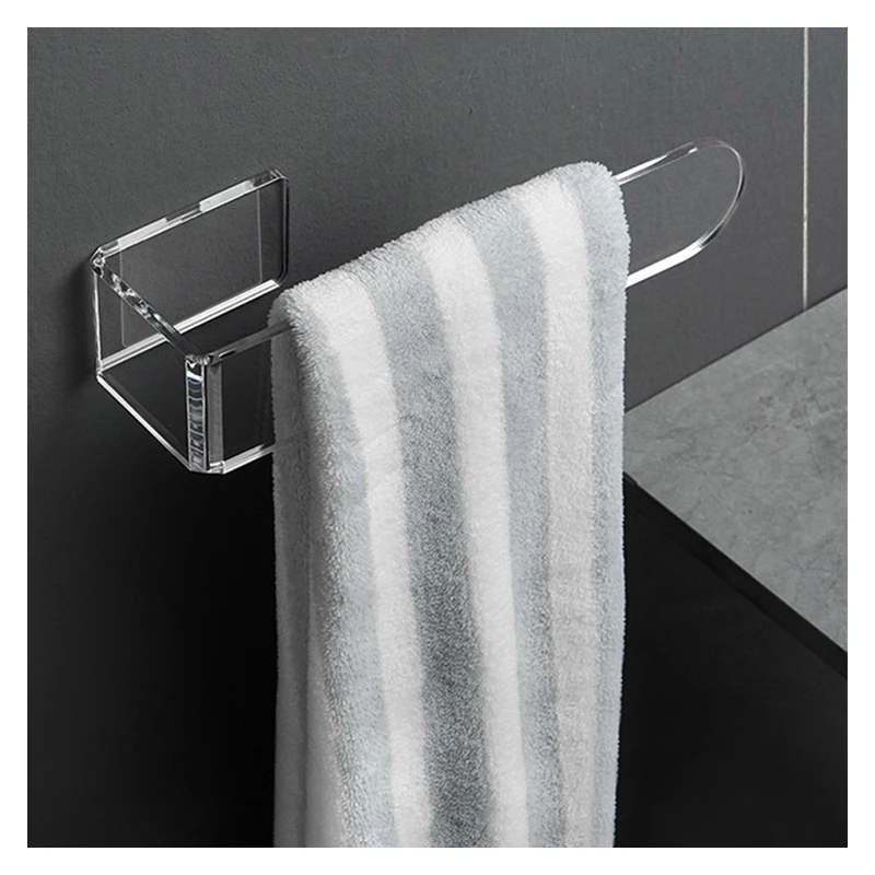 1Pcs Acrylic Hand Towel Ring Self Adhesive Bathroom Kitchen Towel Rack Clear Hand Holder Bar Stick on Wall
