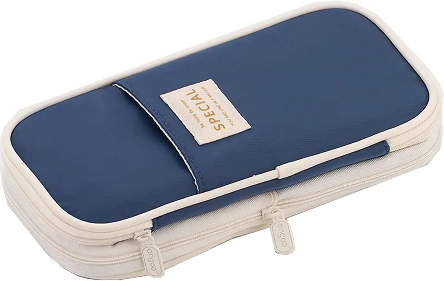 Adorable Double Layer Macaron Canvas Pencil Case for Girls - Large Capacity Kawaii Stationery Pouch