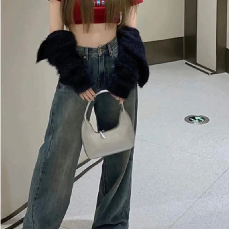 Vintage Wide Leg Cargo Jeans Women 2022 Autumn High Waist Bagge Pants Woman Y2k Streetwear Loose Denim Trousers Female 2023
