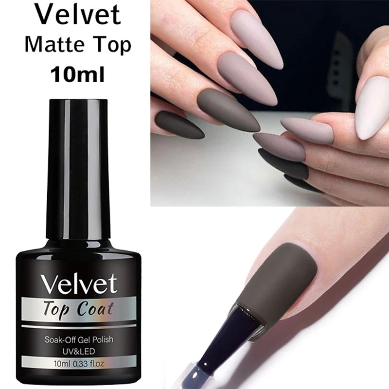 NAILCO 10ml Transparent Velvet Top Coat Gel Polish Nail Art Matte Top Base Semi Permanent Gel Varnish Blooming Coat No Wipe