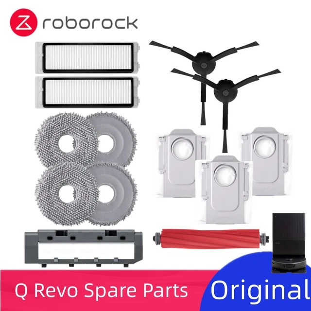 Original Roborock Q Revo Accessory of Washable Filter Main / Side Brush Mop  Dust Bag Robot Vacuum