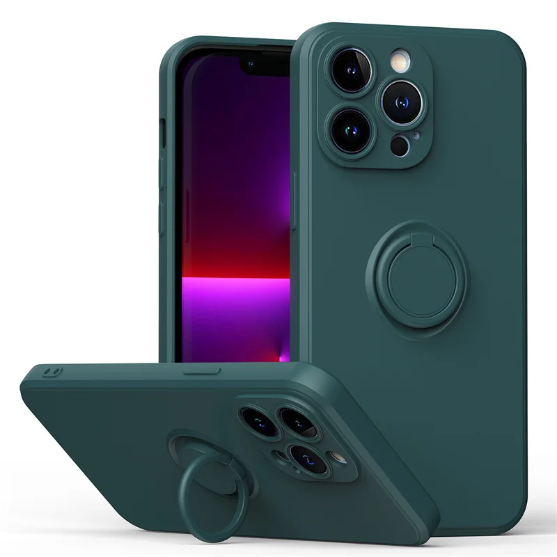 Coque téléphone magnétique en silicone avec anneau de support_voghion.com