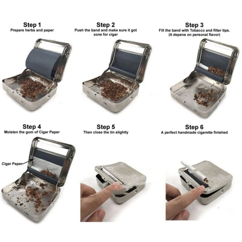 Portable Metal Tobacco Roller Cigarette Maker and Storage Case