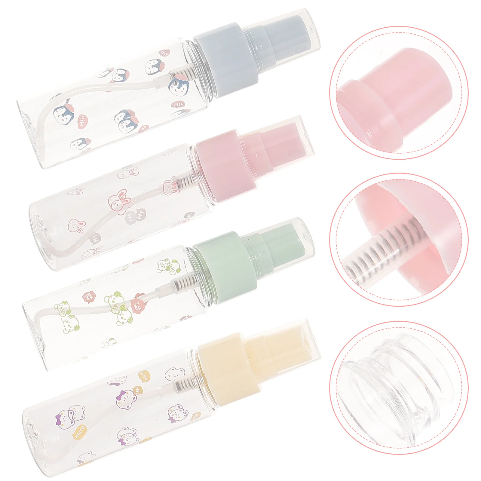

4 Pcs Cylinder Cartoon Small Spray Bottle Travel Bottles The Pet Refillable Reusable