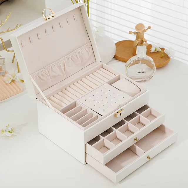Boîte de rangement portable pour bijoux, organiseur de voyage, étui à bijoux en cuir, rangement pour boucles d'oreilles, colliers, bagues, présentoir à bijoux