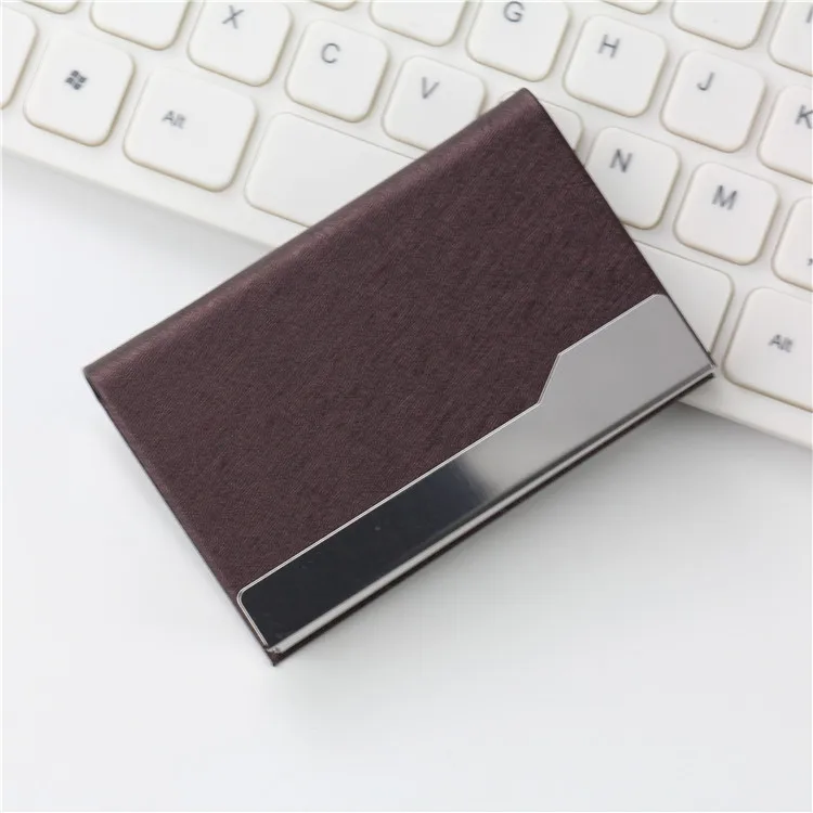 Business Card Holder Stainless Steel PU Leather Metal Business Card Holder Business Simple Fashion Creative Style 6