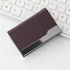 Business Card Holder Stainless Steel PU Leather Metal Business Card Holder Business Simple Fashion Creative Style 6