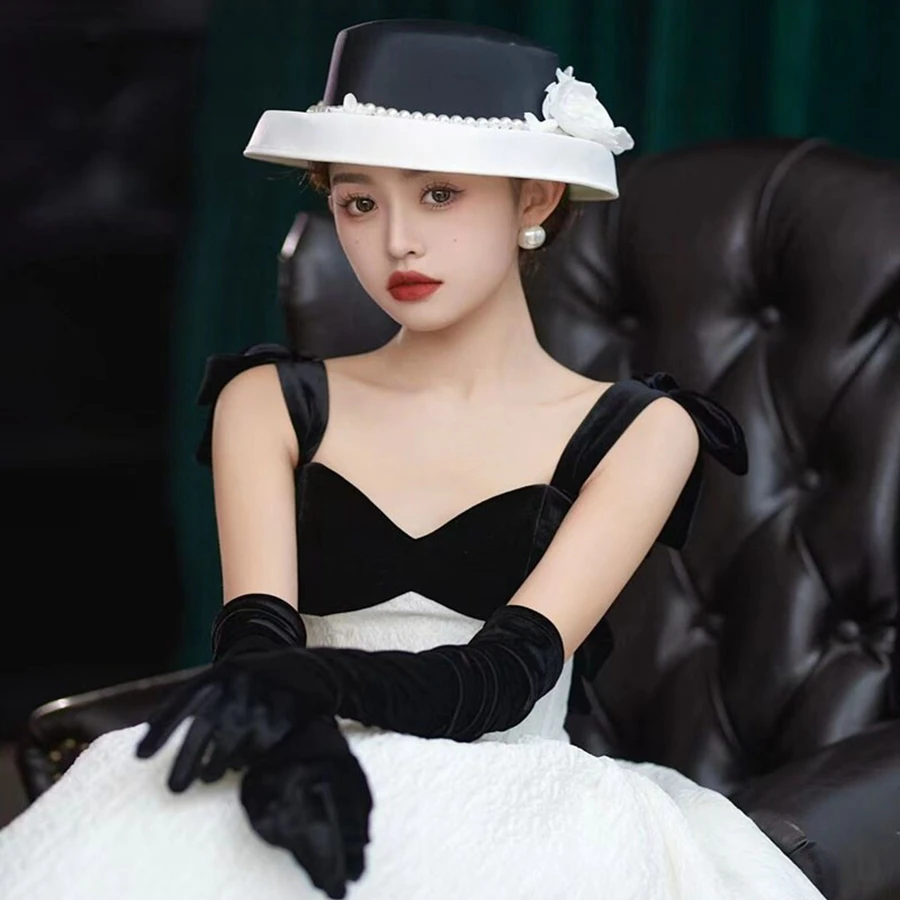 White Black women hats Hair accessories White Flower Facinators hats for women
