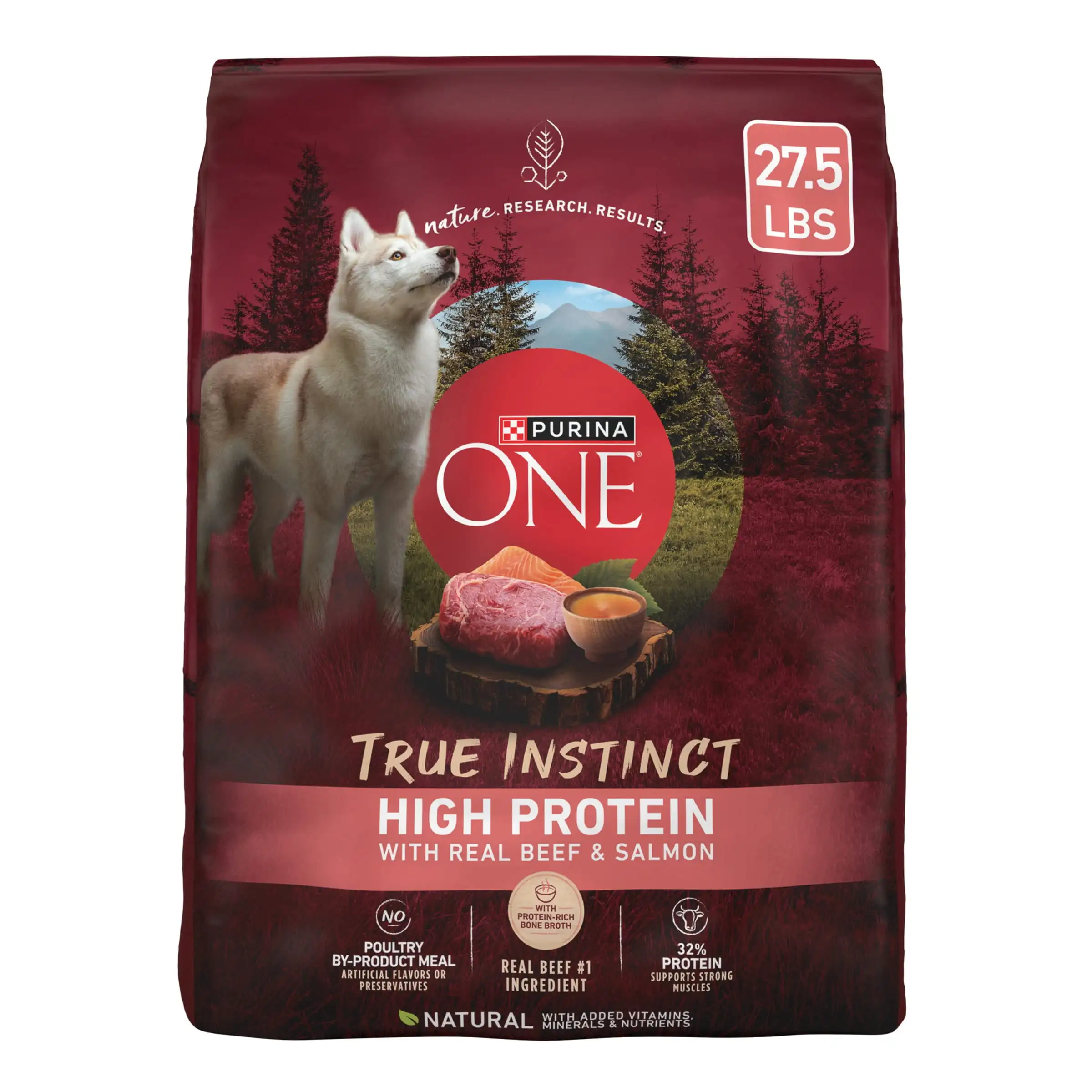 

Purina ONE натуральный корм для собак с высоким содержанием белка, настоящий инстинкт с настоящей говядиной и лососем с костью