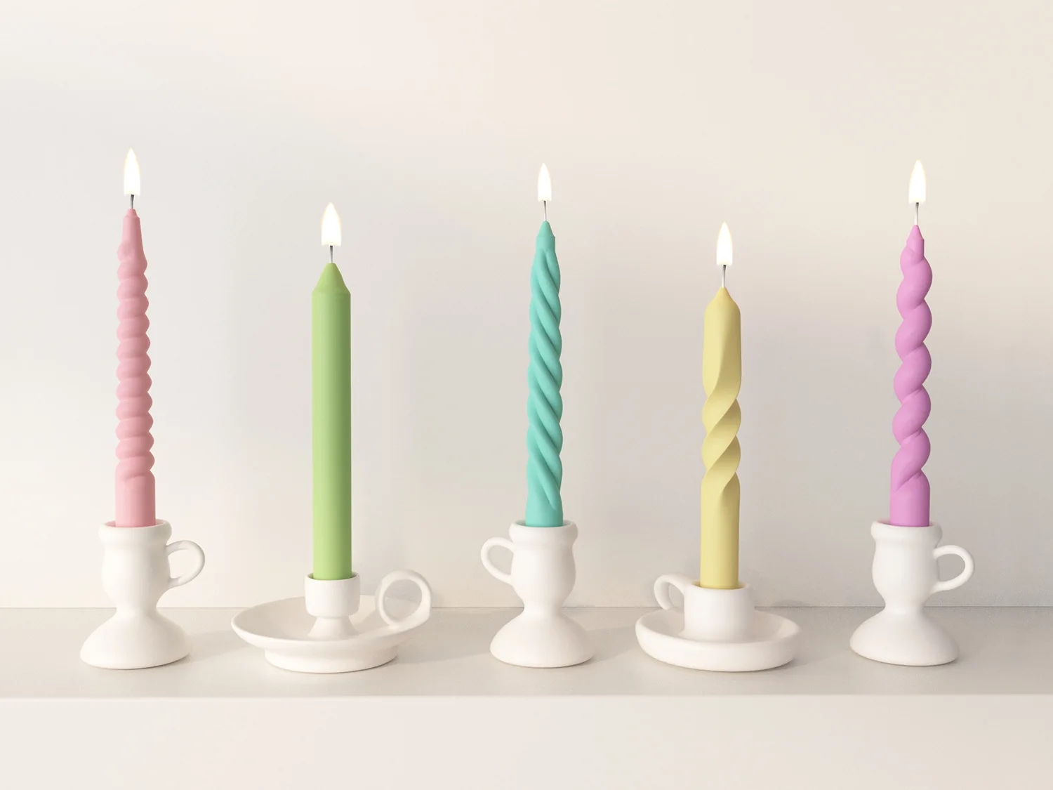 Multi Style Screw Long Stemmed Candle Strip Making Set Twist Rotate Resin Soap Silicone Mold Geometry Pole Birthday Party Decor