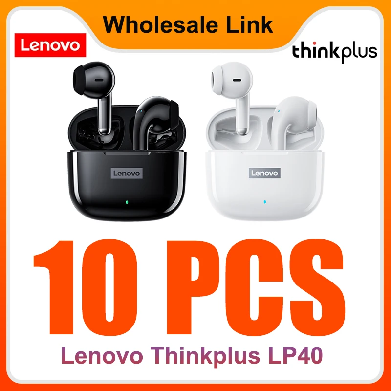 

10pcs Wholesale Lenovo LP40 TWS Bluetooth Earphones Fashion Black White Ture Wireless Earbuds Voice Assistant Huge Stocks