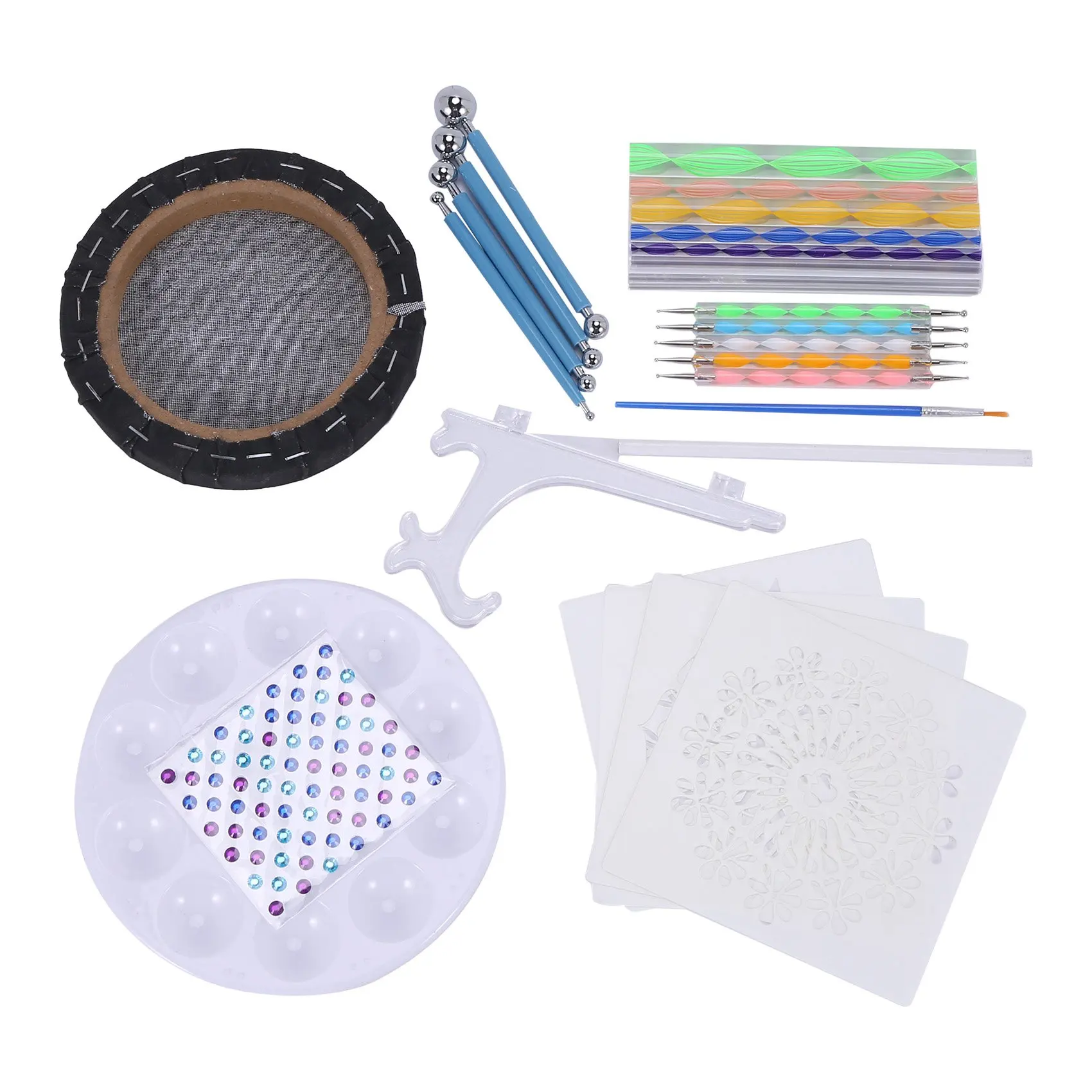 Baby-27Pcs/Set 만다라 점선 템플릿 도구 세트 미니 이젤 페인트 트레이 그림 암석 색칠 그리기 및