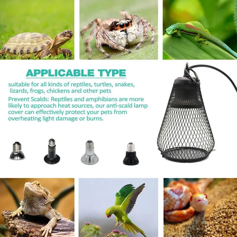 Reptile Anti-Scald Lamp Covers Heating Lamp Lampshade Ceramic Light Bulb Enclosure Safe And Durable Heating Lampshade for reptile heat lamp