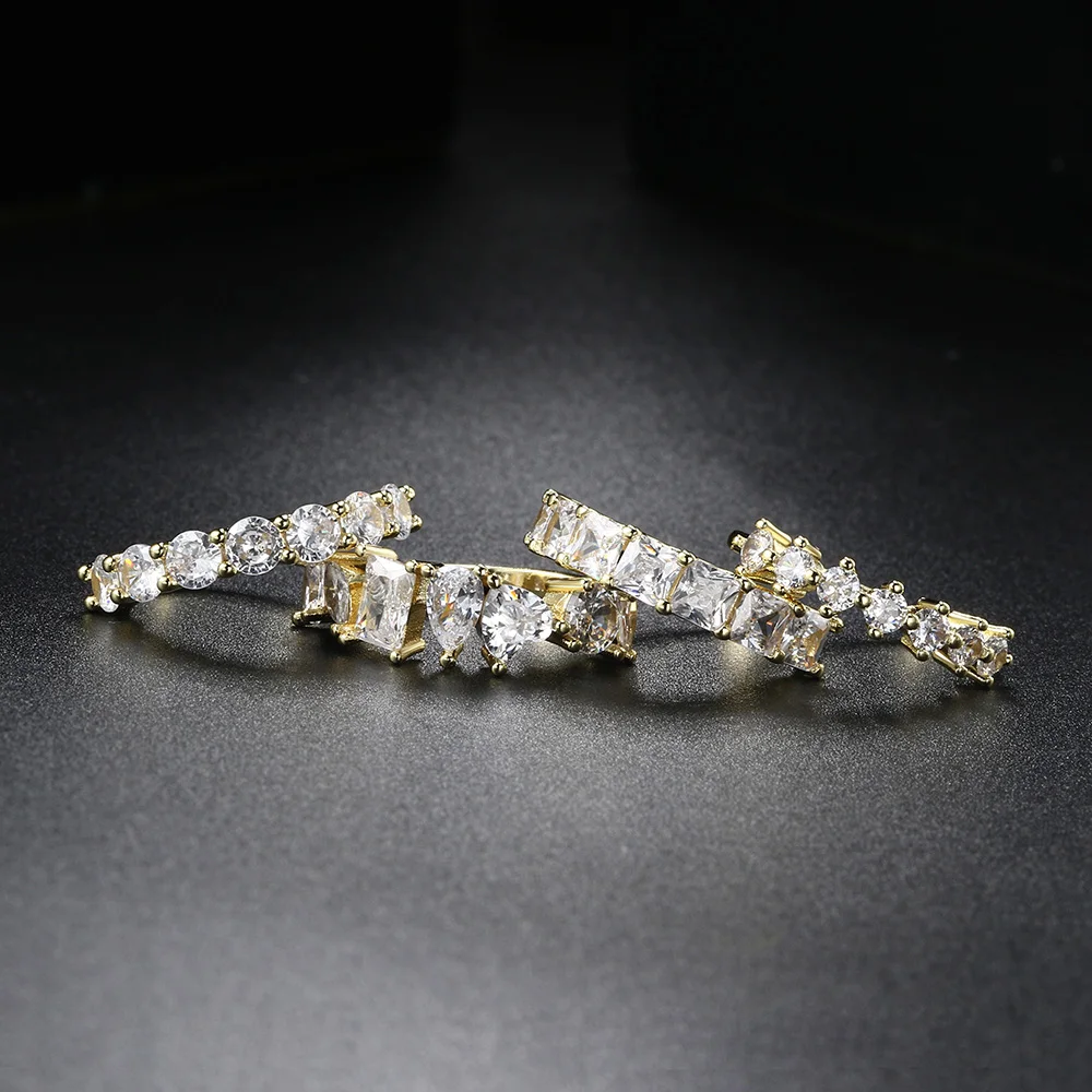 Women's Ring Gold Color Geometry Cubic Zirconia Minimalist Stacking Rings Finger Accessories Jewelry Gifts