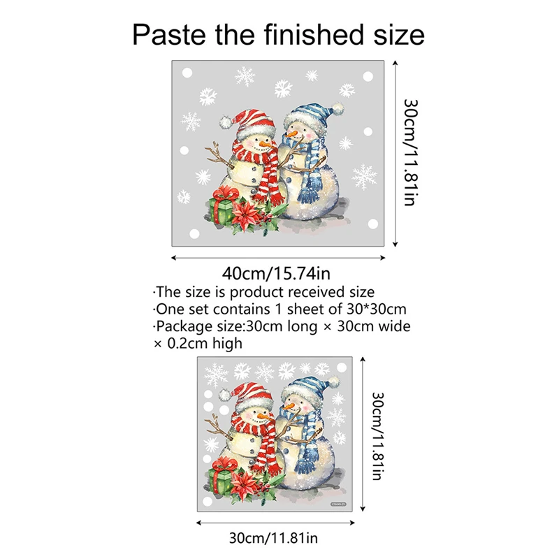 Description Picture 2 of itemMerry Christmas Decorations 2024 Cartoon Snowman Snow New Year Window Sticker Glass Electrostatic Sticker Removable Mirror Decal