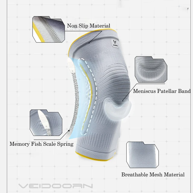 Veidoorn 1PC Knee Pads with Patella Medial Support Meniscus Silicone Compression Protection Sport Knee Braces Basketball Wear 2