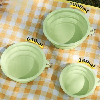 350-1000ml Collapsible Pets Silicone Dog Food Water Bowl Outdoor Camping Travel Portable Folding Supplies Dishes With Carabiner